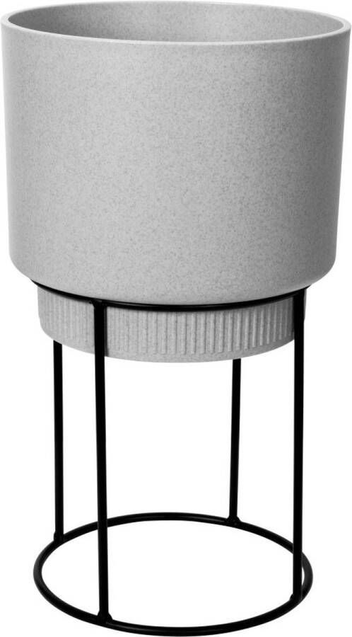 Elho B.for Studio Rond 22 Bloempot voor Binnen met Plantenstandaard 100% Gerecycled Plastic Ø 22.0 x H 38.2 cm Grijs Living Concrete