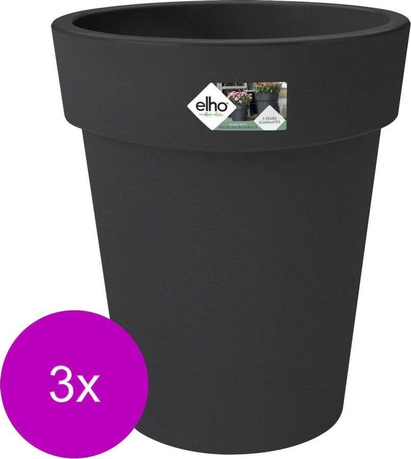 Elho Bloempot Green Basics Top Planter Hoog Zwart Buitenpot 3 x Ø35x41 cm