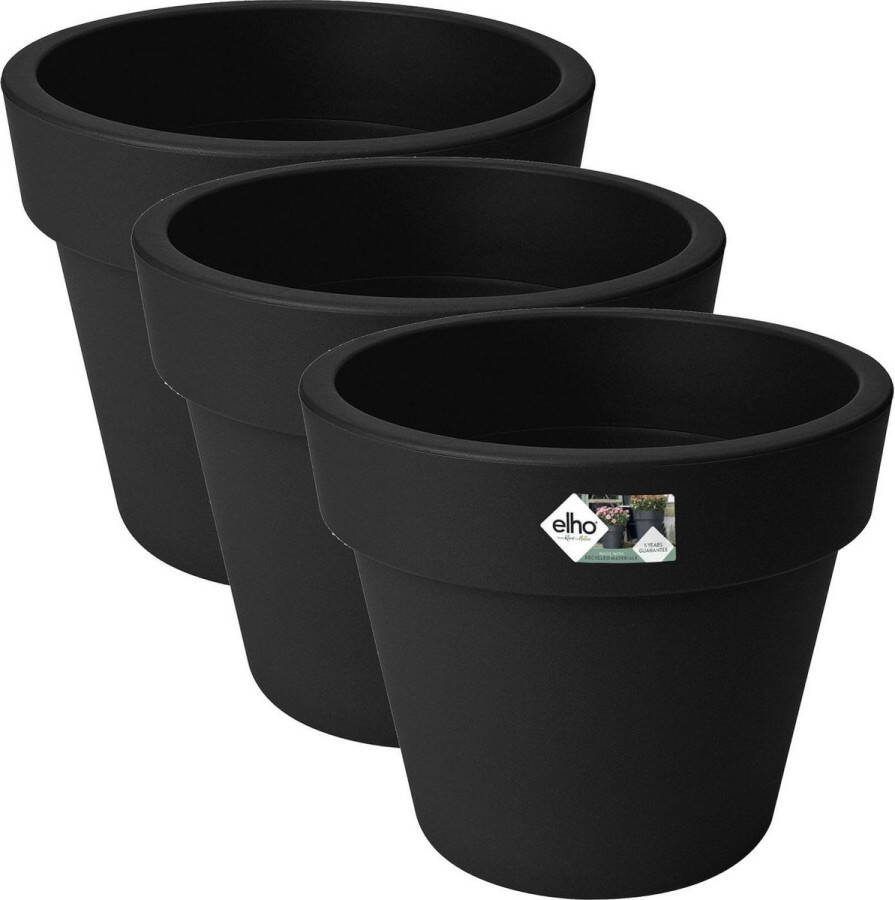 Elho Bloempot Green Basics Top Planter Rond Zwart Buitenpot 3 x Ø23x20 cm