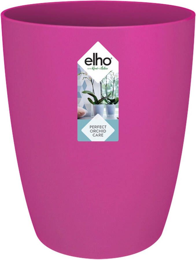 Elho Brussels Orchidee Hoog 12.5 Bloempot voor Binnen Ø 12.5 x H 15.5 cm Roze Kers