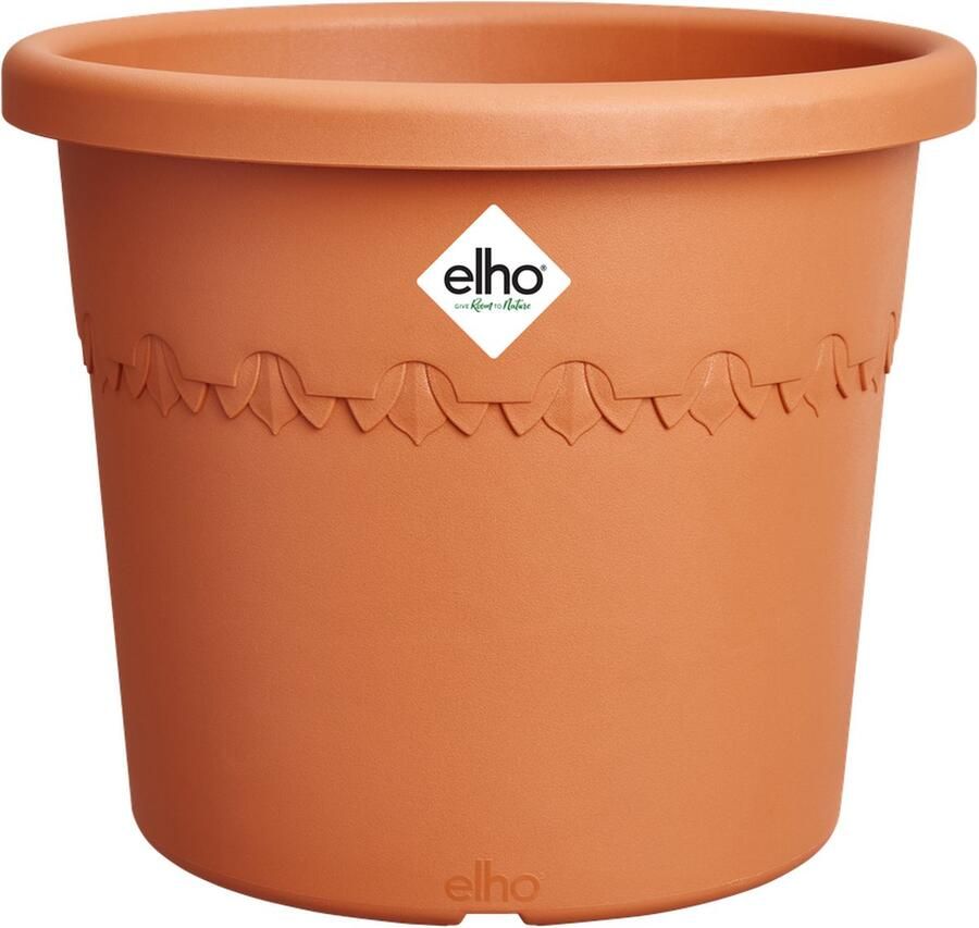 Elho Algarve Cilindro 40 Bloempot voor Buiten 100% Gerecycled Plastic Ø 40 x H 29 cm Terra