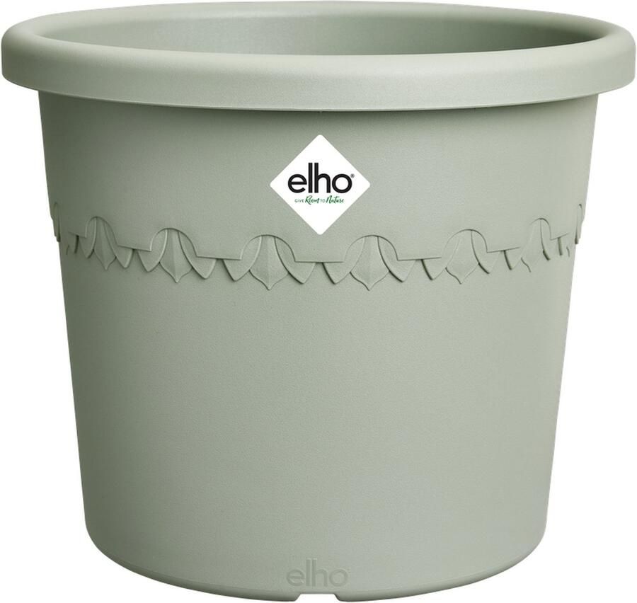 Elho Algarve Cilindro 48 Bloempot voor Buiten 100% Gerecycled Plastic Ø 48 x H 29 cm Tijmgroen