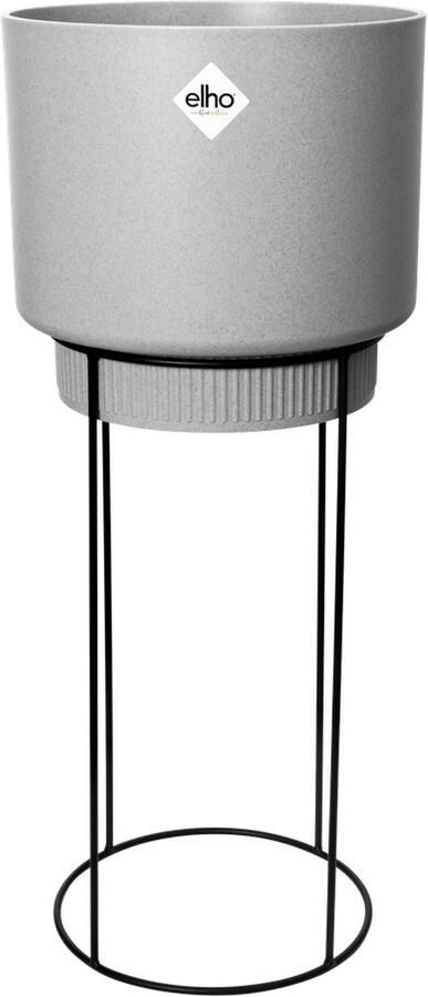 Elho B.for Studio Rond 30 Bloempot voor Binnen met Plantenstandaard 100% Gerecycled Plastic Ø 29.5 x H 68.9 cm Grijs Living Concrete