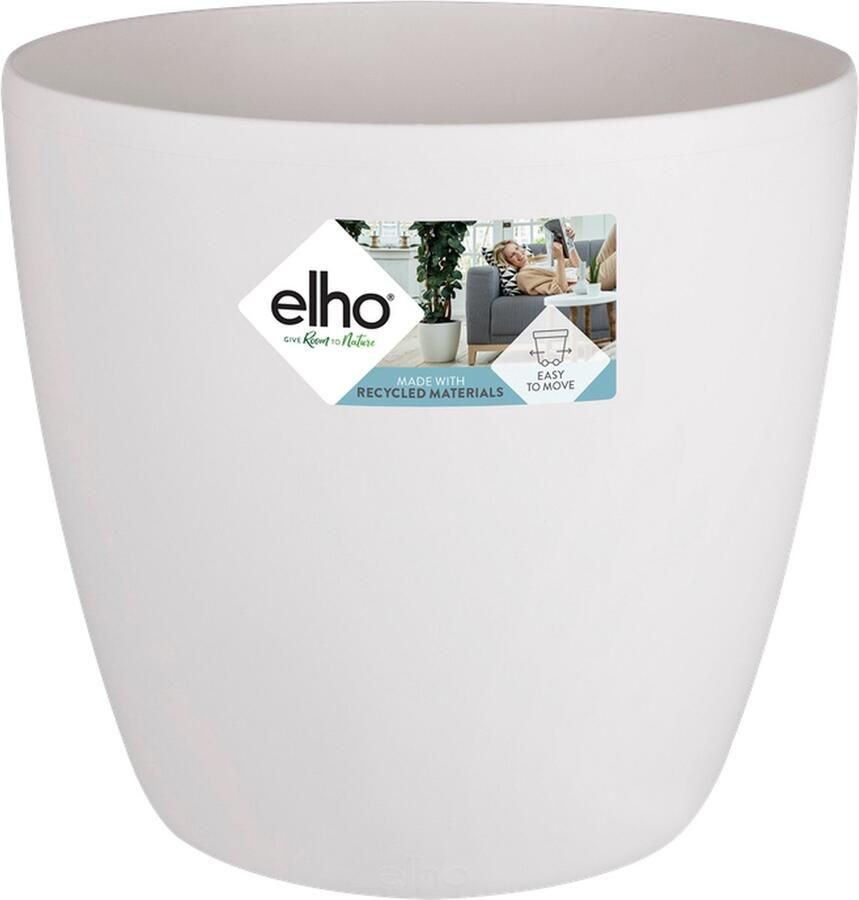 Elho Brussels Rond Wielen 40 Grote Bloempot voor Binnen 100% Gerecycled Plastic Ø 39.0 x H 36.5 cm Wit