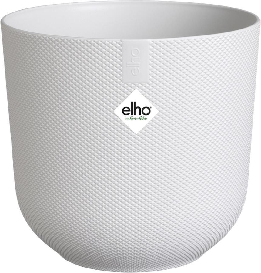 Elho Jazz Rond 35 Bloempot voor Binnen Woondecoratie van 100% Gereycled Plastic Ø 34.5 x H 32.2 cm Zijdewit