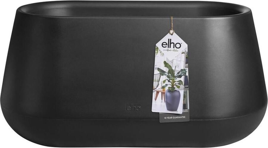 Elho Pure Cone Long Wheels 75 Grote Plantenbak voor Binnen en Buiten Gemaakt van Gerecycled Plastic L74.0 x H35.8 cm Zwart