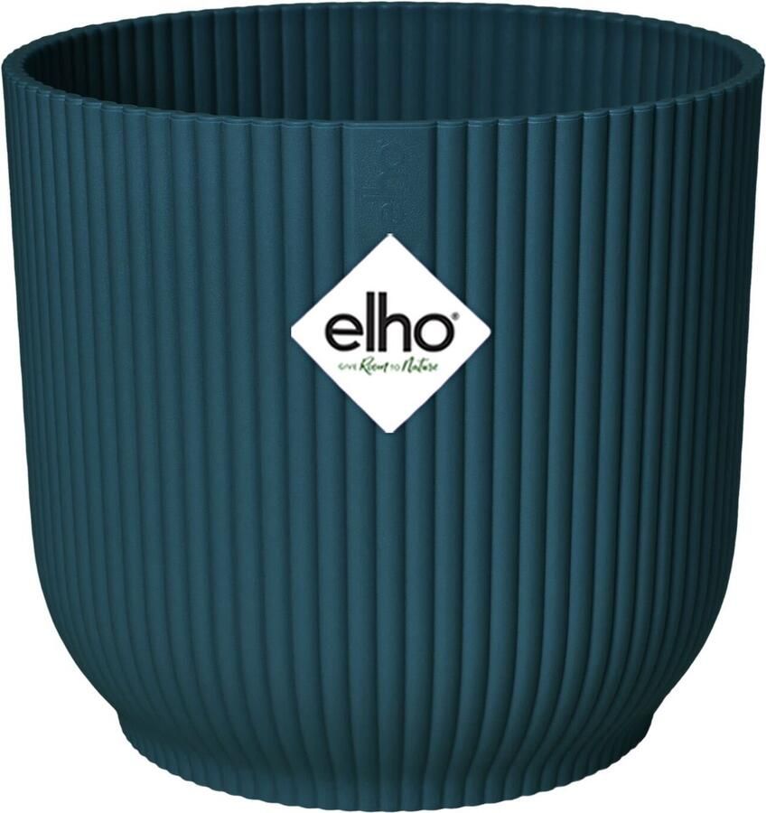 Elho Vibes Fold Rond Wielen 35 Bloempot voor Binnen 100% Gerecycled Plastic Ø 34.9 x H 32.4 cm Diepblauw