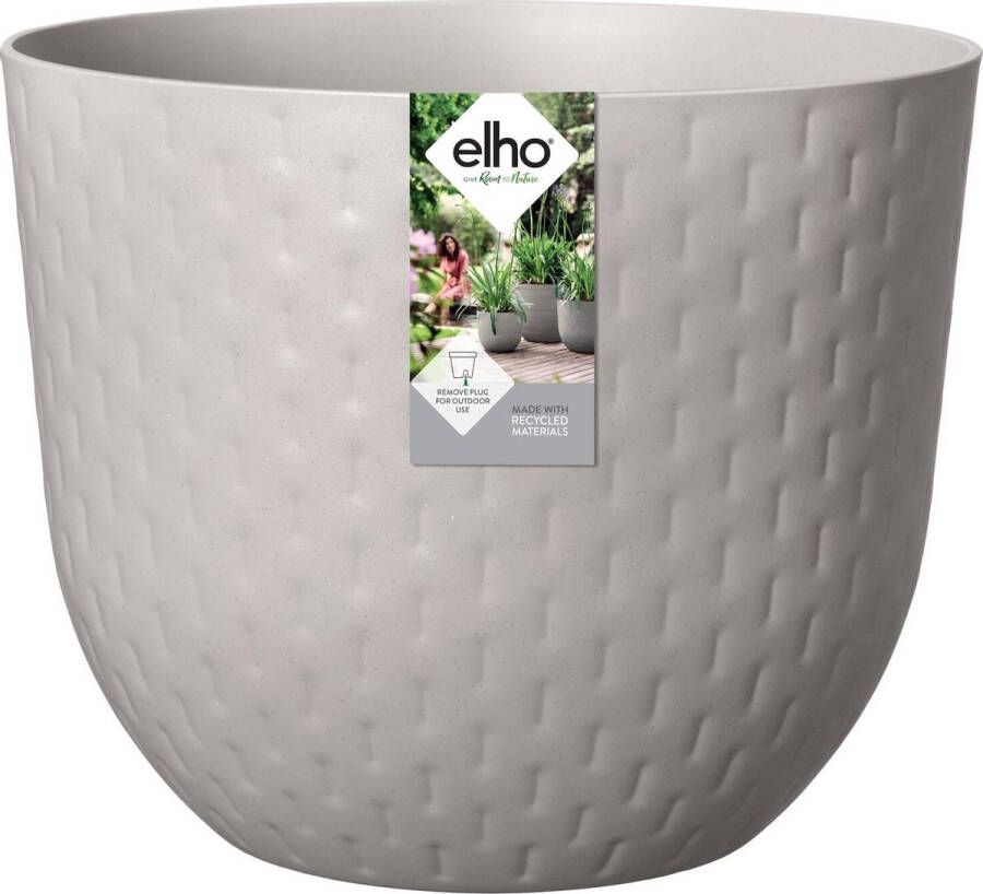 Elho Fuente Grains Rond 30 Bloempot voor Binnen & Buiten 100% Gerecycled Plastic Ø 29.0 x H 24.0 cm Kiezelgrijs