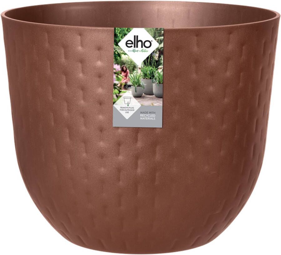 Elho Fuente Grains Rond 30 Bloempot voor Binnen & Buiten 100% Gerecycled Plastic Ø 29.0 x H 24.0 cm Roestbruin