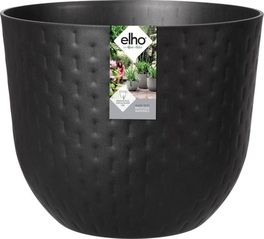 Elho Fuente Grains Rond 38 Bloempot voor Binnen & Buiten Ø 38.0 x H 31.4 cm Onyx Zwart