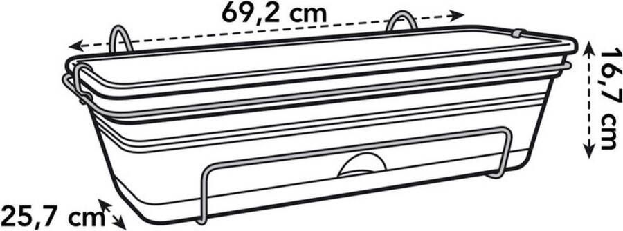 Elho Green Basics Balkonbak Allin1 70 Plantenbak voor Balkon Buiten Ø 68.5 x H 16.5 cm Blad Groen
