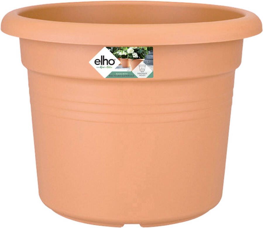 Elho Green Basics Cilinder 40 Bloempot voor Buiten Ø 38.8 x H 30.0 cm Bruin Mild Terra