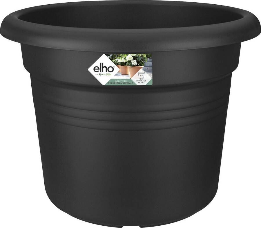 Elho Green Basics Cilinder 40 Bloempot voor Buiten Ø 38.8 x H 30.0 cm Zwart Living Black