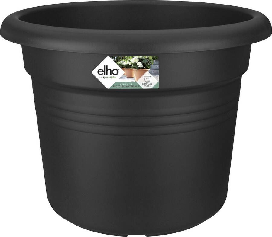 Elho Green Basics Cilinder 55 Bloempot voor Buiten Ø 54.3 x H 41.2 cm Zwart Living Black