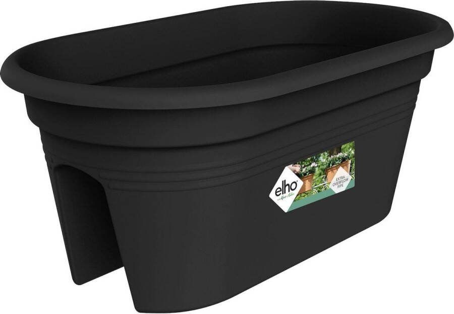 Elho Green Basics Flower Bridge 55 Plantenbak voor Balkon Buiten Ø 54.5 x H 22.8 cm Living Black