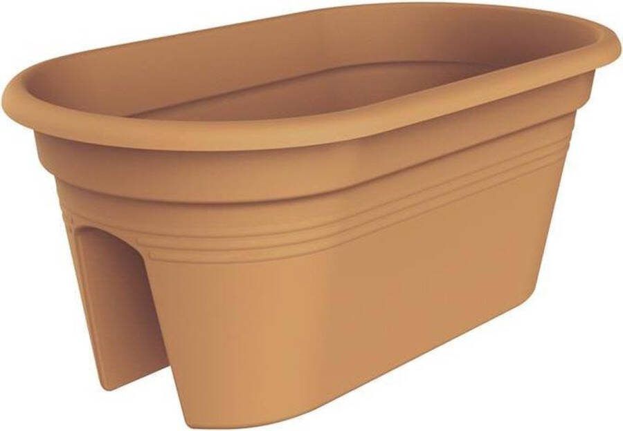 Elho Green Basics Flower Bridge 55 Plantenbak voor Balkonbuiten Ø 54.5 x H 22.8 cm Bruin Mild Terra