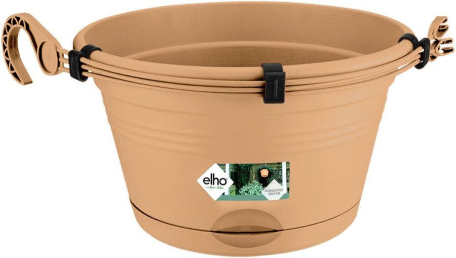 Elho Green Basics Hangschaal 28 Bloempot voor Balkon Buiten Ø 37.0 x H 16.5 cm Mild Terra