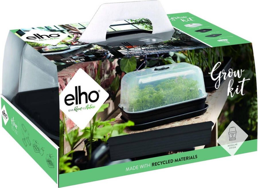 Elho Green Basics Kweek Kit Allin1 40 Kweekpot voor Binnen & Buiten Ø 40.0 x H 19.9 cm Zwart Living Black