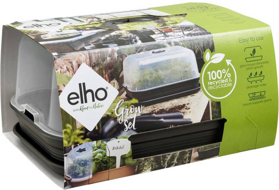 Elho Growing Set Green Basics Dienblad Rechthoekig Zwart