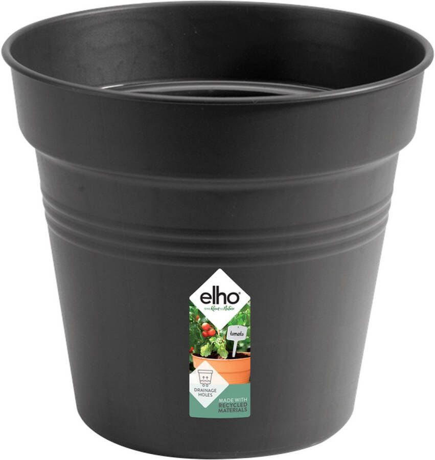 Elho Green Basics Orchidee 13 Bloempot voor Binnenbuitenkweken En Oogsten Ø 13.1 x H 12.0 cm Zwart Living Black