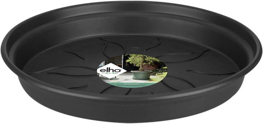 Elho Green Basics Schotel 25 Schotel voor Binnen en Buiten Kweken en Oogsten Ø 25.5 x H 3.6 cm Living Black