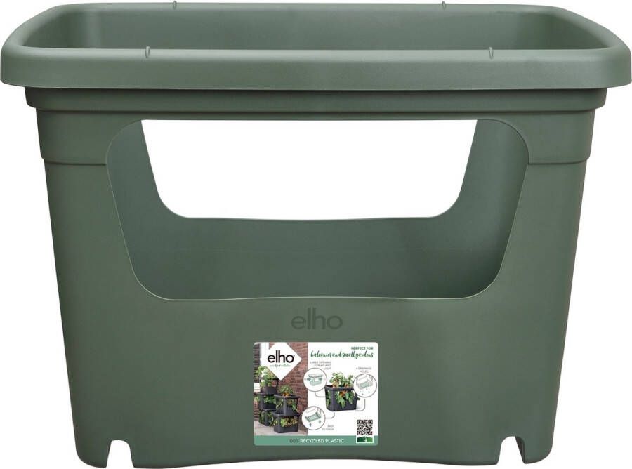 Elho Green Basics Stack & Grow 50 Stapelbare weekbak Verticaal Tuinieren 100% Gerecycled Plastic Ø 50.9 x H 35.7 cm Groen Blad Groen
