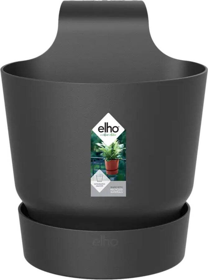 Elho Greenville Easy Hanger 19.5 Balkonbak met Ophanging 100% Gerecycled Plastic Ø 19.5 x H 23.7 cm Living Black