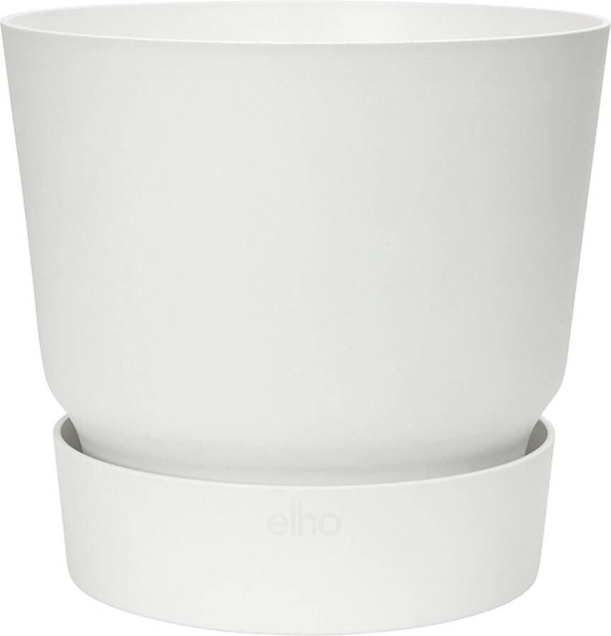 Elho Greenville Rond 16 Bloempot voor Buiten met Waterreservoir 100% Gerecycled Plastic Ø 16.0 x H 15.3 cm Wit