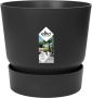 Elho Greenville Rond 40 Grote Bloempot voor Buiten met Waterreservoir 100% Gerecycled Plastic Ã˜ 39.0 x H 36.8 cm Living Black - Thumbnail 1