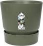 Elho Greenville Rond 47 Grote Bloempot voor Buiten met Waterreservoir 100% Gerecycled Plastic Ø 47.0 x H 44.0 cm Blad Groen - Thumbnail 1