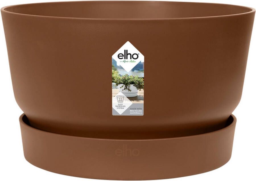 Elho Greenville Schaal 33 Plantenschaal voor Binnen & Buiten Waterreservoir 100% Gerecycled Plastic Ø 32.5 x H 19.4 cm