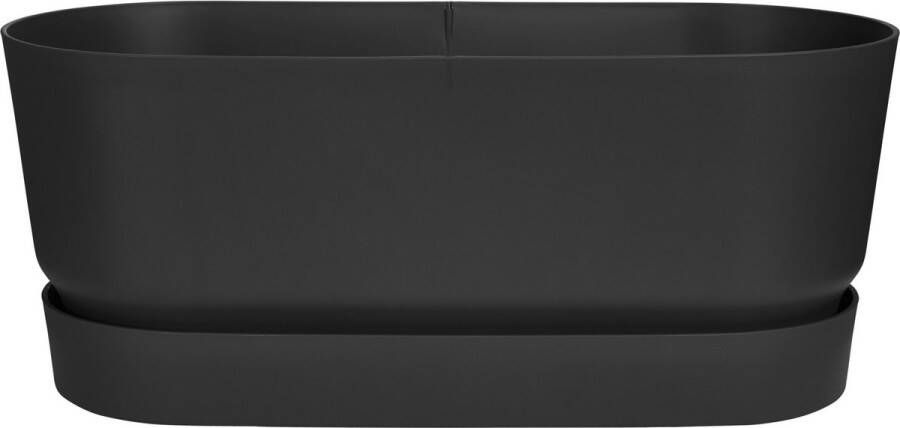 Elho Greenville Terrace Trough met Wielen Plantenbak met Waterreservoir 100% Gerecycled Plastic L58.9 x B26.3 x H33.5 cm Living Black