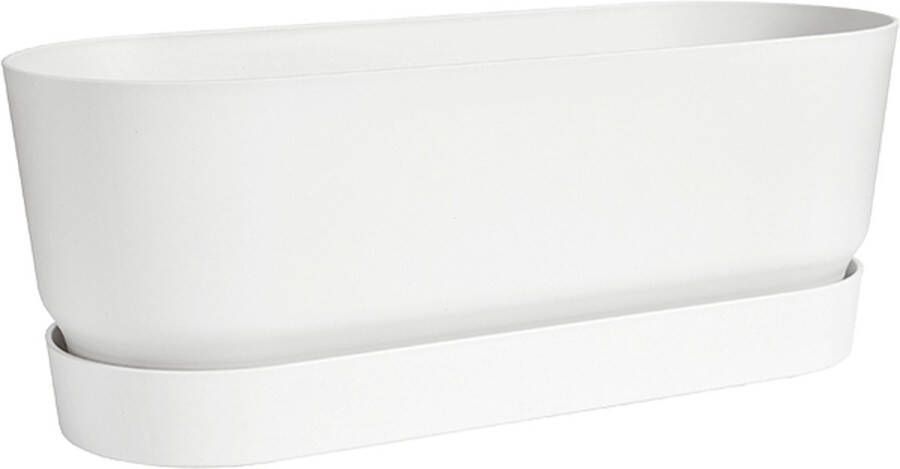 Elho Greenville Terrace Trough met Wielen Plantenbak met Waterreservoir 100% Gerecycled Plastic L58.9 x B26.3 x H33.5 cm Wit