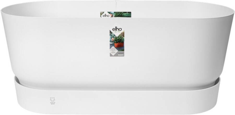 Elho Greenville Terrace Trough met Wielen Plantenbak met Waterreservoir 100% Gerecycled Plastic L78 x B35 x H33.5 cm Wit