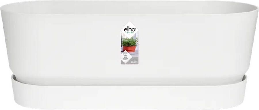 Elho Greenville Trough Long 50 Plantenbak voor Buiten 100% Gerecycled Plastic L49.0 x B19.8 x H17.9 cm Wit