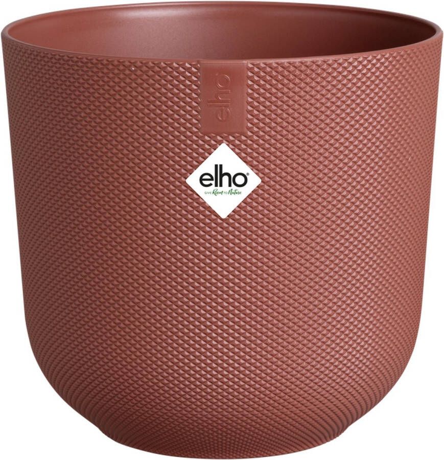 Elho Jazz Rond 14 Bloempot voor Binnen Woonaccessoire van 100% Gereycled Plastic Ø 14.2 x H 13.1 cm Toscaans Rood