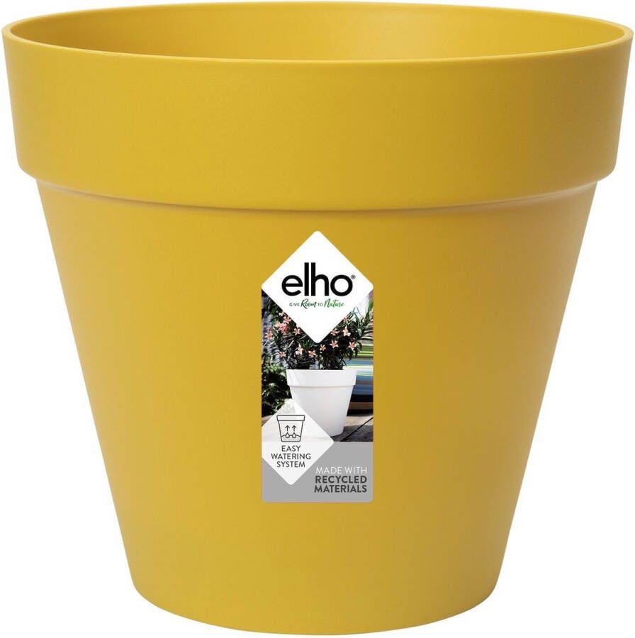 Elho Loft Urban Rond 20 Bloempot voor Buiten Ø 19.3 x H 17.5 cm Geel Oker