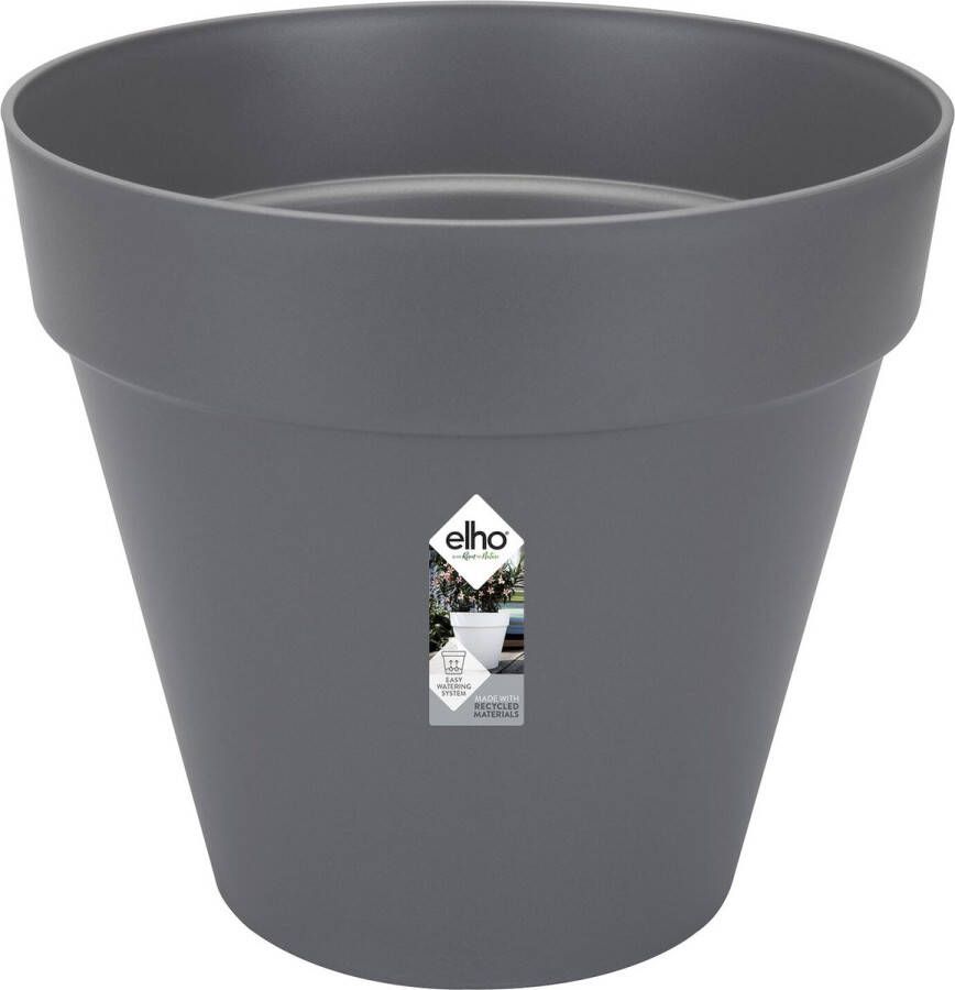 Elho Loft Urban Rond 60 Grote Bloempot voor Buiten Waterreservoir 100% Gerecycled Plastic Ø 58.0 x H 54.0 cm Zwart Antraciet