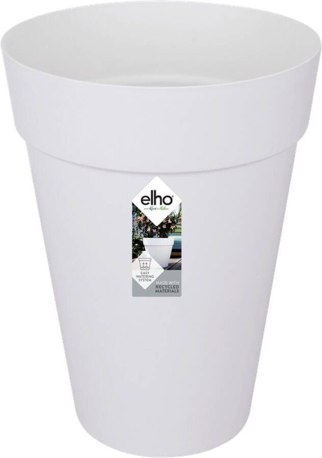 Elho Loft Urban Rond Hoog 35 Grote Bloempot voor Buiten Waterreservoir 100% Gerecycled Plastic Ø 33.5 x H 45.3 cm Wit Wit