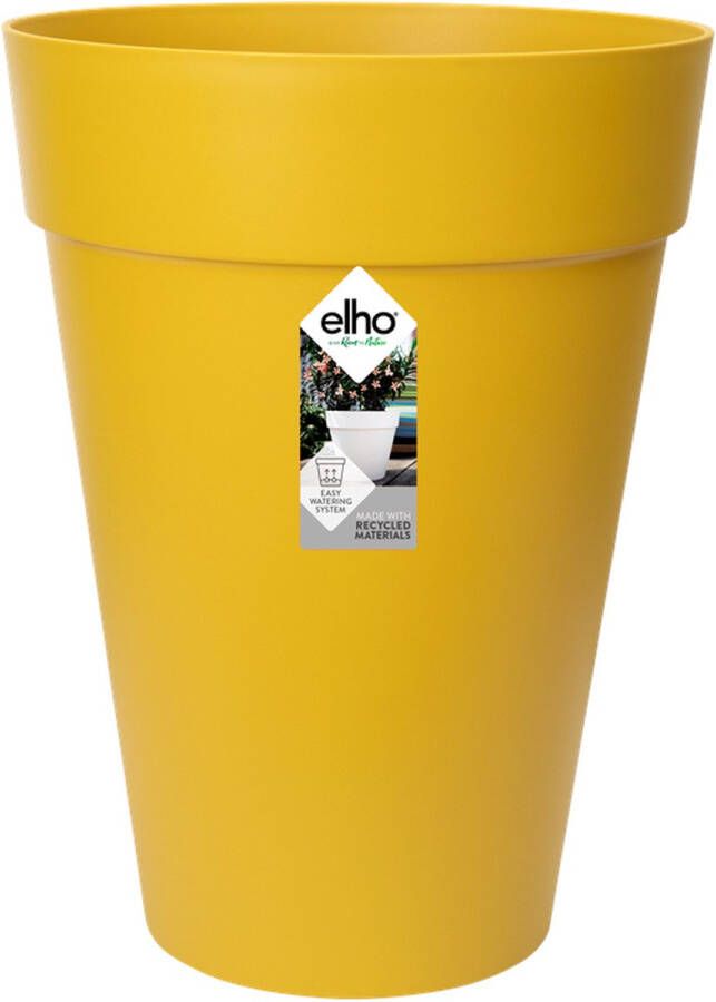 Elho Loft Urban Rond Hoog 35 Bloempot voor Buiten Ø 33.5 x H 45.3 cm Geel Oker