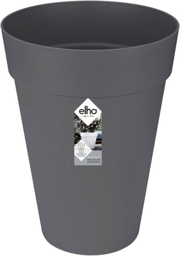 Elho Loft Urban Rond Hoog 42 Grote Bloempot voor Buiten Waterreservoir 100% Gerecycled Plastic Ø 42.0 x H 56.0 cm Antraciet