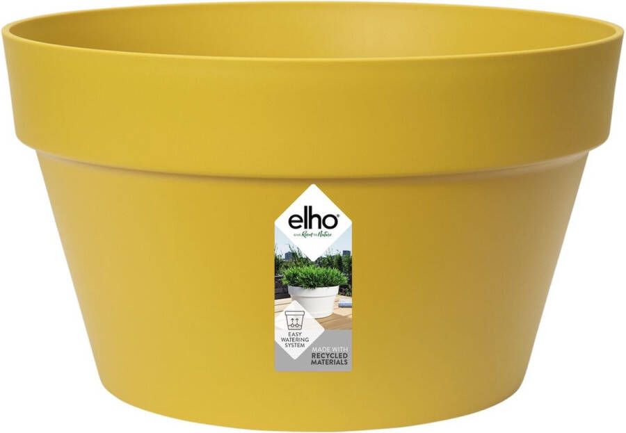 Elho Loft Urban Schaal 35 Bloempot voor Buiten Ø 34.5 x H 20.2 cm Geel Oker