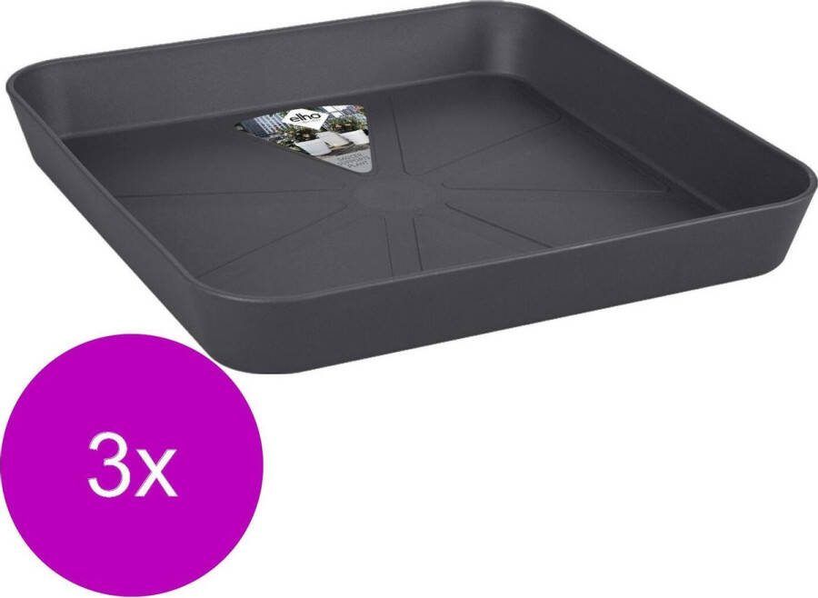 Elho Loft Urban Schotel Vierkant Grijs Plantenschotel 3 x 22x22x3 cm