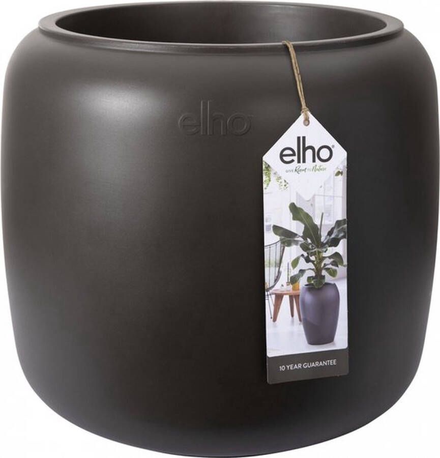 Elho Pure Beads 40 Grote Plantenbak Binnen & Buiten Gemaakt van Gereycled Plastic Ø 39.2 x H 34.9 cm Bruin Walnootbruin