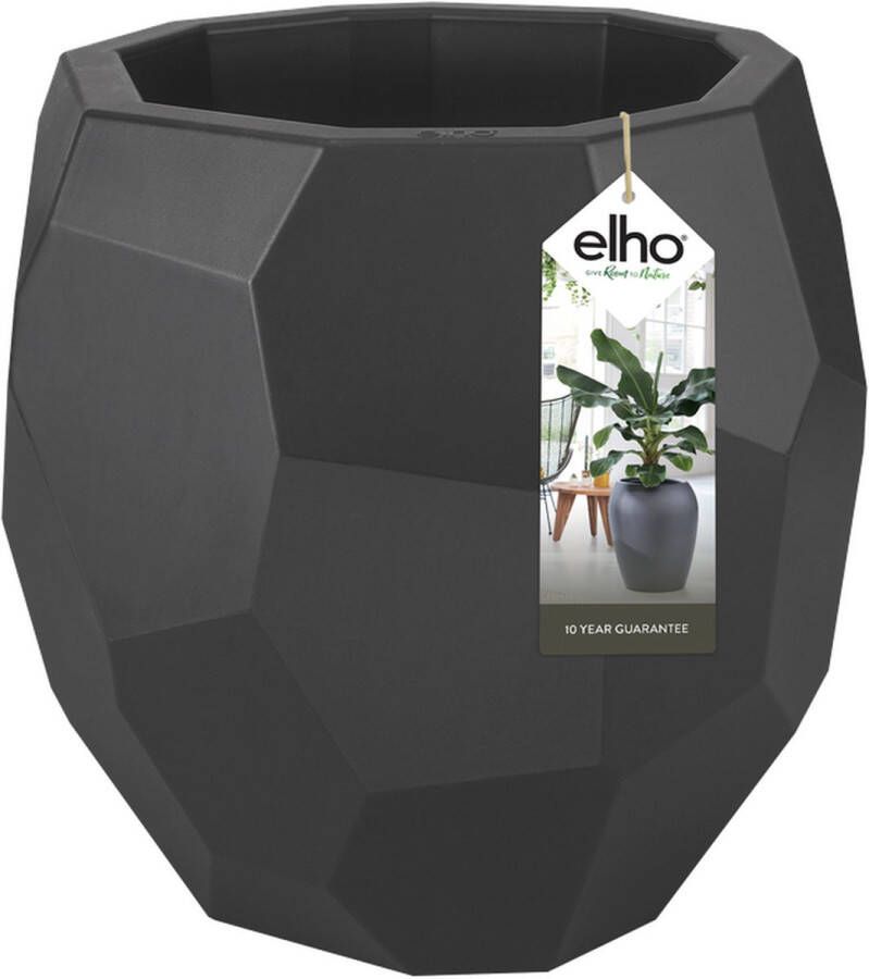 Elho Pure Edge 40 Grote Bloempot Binnen & Buiten Gemaakt van Gereycled Plastic Ø 39.5 x H 37.6 cm Zwart Antraciet