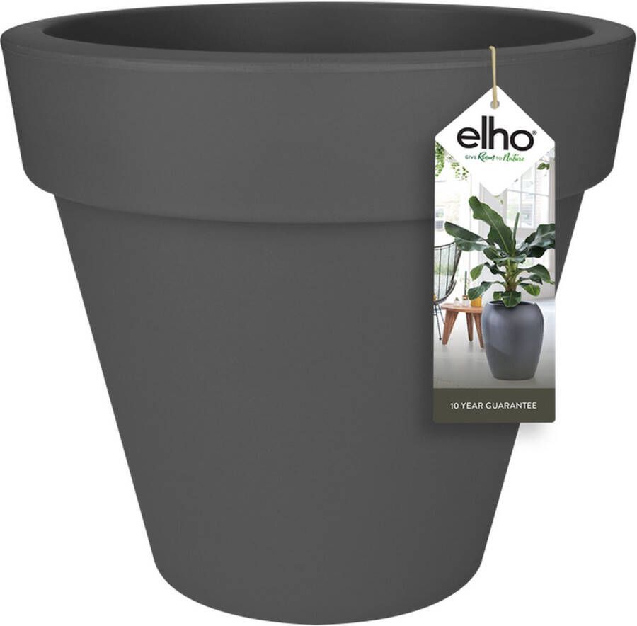 Elho Pure Round 40 Grote Bloempot Binnen & Buiten Gemaakt van Gereycled Plastic Ø 39.0 x H 35.7 cm Zwart Antraciet