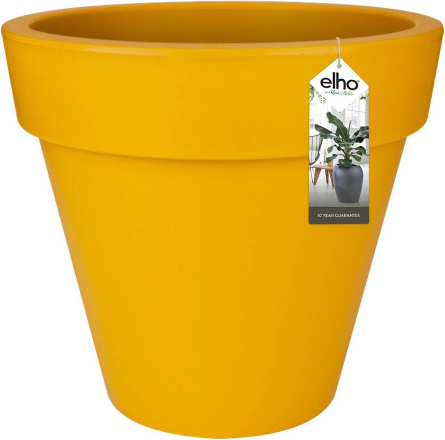 Elho Pure Round 40 Grote Bloempot Binnen & Buiten Gemaakt van Gereycled Plastic Ø 39.0 x H 35.7 cm Geel Oker
