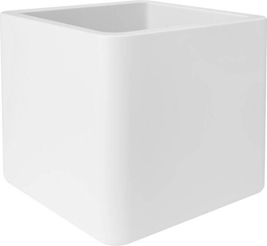 Elho Pure Soft Brick Wheels 40 Grote Bloempot voor Binnen & Buiten Gemaakt van Gereycled Plastic L 39 x W 39 x H 39 cm Wit