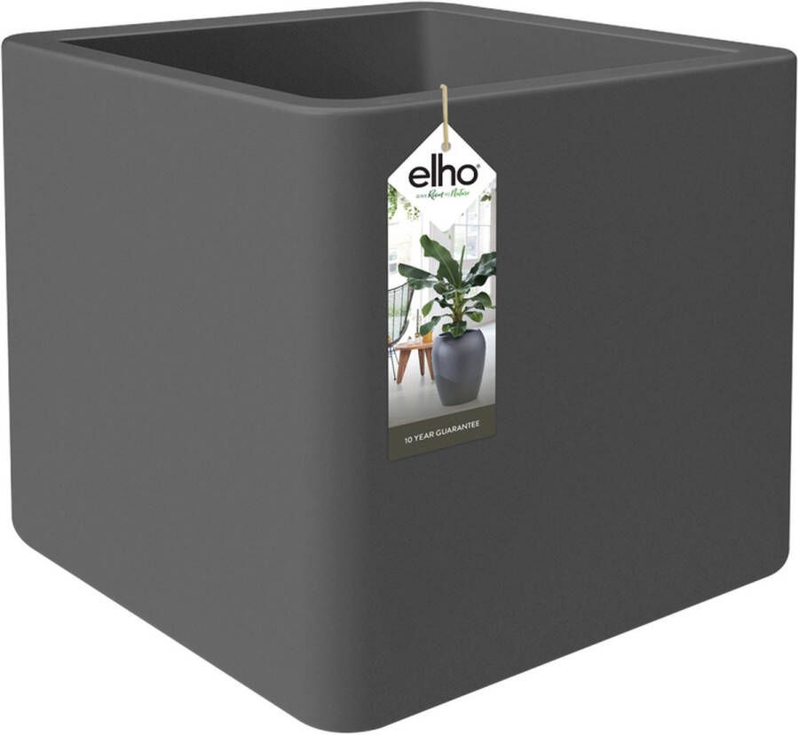 Elho Pure Soft Brick Wheels 50 Grote Bloempot voor Binnen & Buiten Gemaakt van Gereycled Plastic L 49 x W 49 x H 49 cm Antraciet