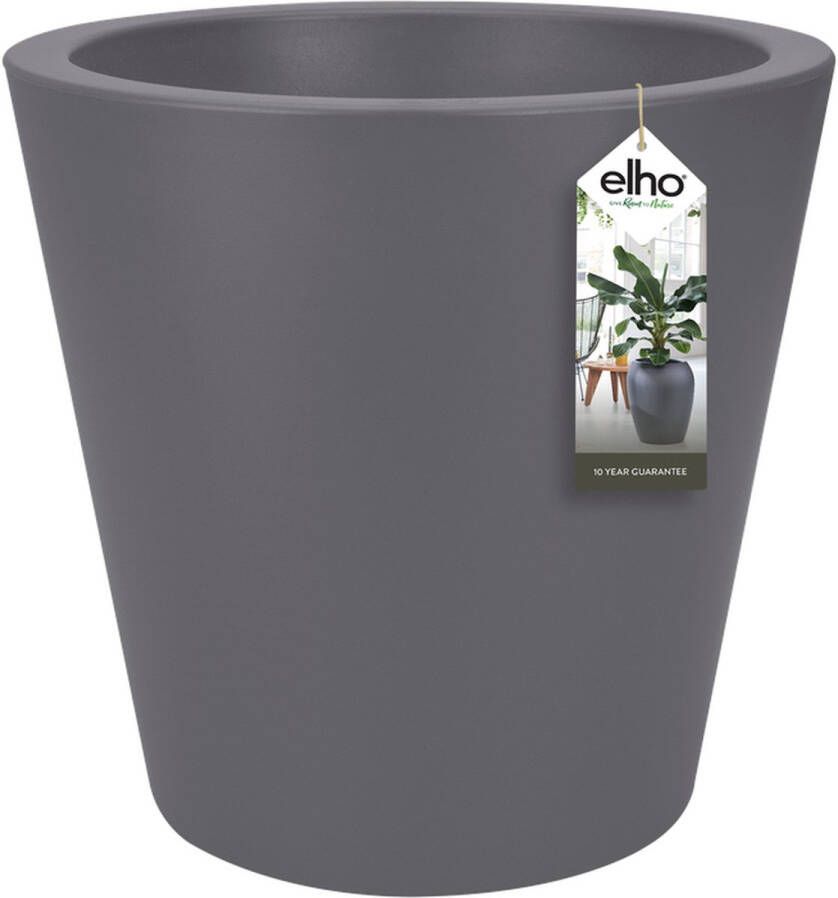 Elho Pure Straight Round 50 Grote Bloempot Binnen & Buiten Gemaakt van Gereycled Plastic Ø 49.5 x H 51.0 cm Zwart Antraciet